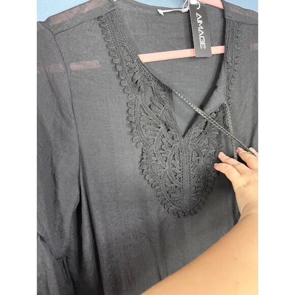 NEW Aimage Swimsuit Cover Up Women's Sz Small Oversized Boho Embroidery Tropical - Picture 5 of 9